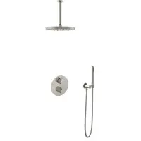 Hotbath Cobber IBS20A Inbouw Doucheset - Staafhanddouche - 30cm Hoofddouche - 30cm Plafondbuis - Wandsteun - Geborsteld Nikkel - Messing - Kranen, - Kranen, Douchekranen, Douchesets, Inbouw douchesets