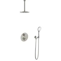Hotbath Cobber IBS20A Inbouw Doucheset - 3-standen Handdouche - 20cm Hoofddouche - 30cm Plafondbuis - Wandsteun - Geborsteld Nikkel - Messing - Kranen, Douchekranen, Douchesets, Inbouw douchesets
