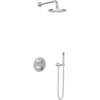 Hotbath Cobber IBS20A Inbouw Doucheset - Staafhanddouche - 30cm Hoofddouche - 30cm Plafondbuis - Glijstang - Geborsteld Messing Pvd - Messing - Kranen, Douchekranen, Douchesets, Inbouw douchesets
