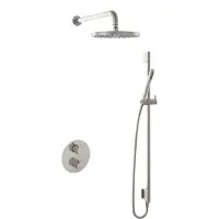 Hotbath Cobber IBS20A Inbouw Doucheset - Staafhanddouche - 25cm Hoofddouche - Wandarm - Glijstang - Geborsteld Nikkel - Messing - Kranen, - Kranen, Douchekranen, Douchesets, Inbouw douchesets
