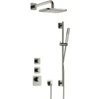 Hotbath Gal IBS40 Inbouw Doucheset High Flow Met 2 Stopkranen Met Glijstang - Geborsteld Nikkel - Messing - Kranen, Douchekranen, Douchesets, Inbouw - Kranen, Douchekranen, Douchesets, Inbouw