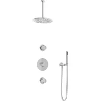 Hotbath Cobber IBS20 Inbouw Doucheset - Staafhanddouche - 25cm Hoofddouche - 30cm Plafondbuis - Wandsteun - Chroom - Messing - Kranen, Douchekranen, - Kranen, Douchekranen, Douchesets, Inbouw