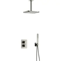 Hotbath Gal IBS40A Inbouw Doucheset Met 2-weg Stop-omstel Met Plafondbuis - Geborsteld Nikkel - Kranen, Douchekranen, Douchesets, Inbouw Douchesets - Kranen, Douchekranen, Douchesets, Inbouw