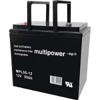 Multipower MPL55-12I Loodaccu 12 V 55 Ah Loodvlies (AGM) (b x h x d) 226 x 214 x 135 mm M6-schroefaansluiting Onderhoudsvrij, Geringe zelfontlading