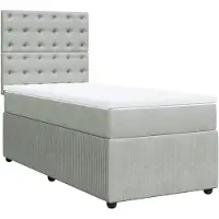vidaXL Boxspring met matras fluweel lichtgrijs 100x200 cm