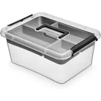 Orplast opbergbox 12.5 liter sorteerbak 29x39 - simplestore - Transparant - Stapelbaar | Met deksel | Met inzetbakjes