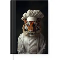 MuchoWow Notitieboek - Schrijfboek - Tijger - Kokskleding - Bruin - Notitieboekje klein - A5 formaat - Schrijfblok