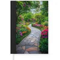MuchoWow Notitieboek - Schrijfboek - Park - Bloemen - Tuin - Notitieboekje klein - A5 formaat - Schrijfblok