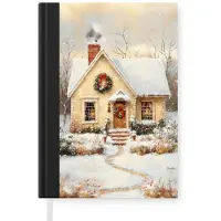 MuchoWow Notitieboek - Schrijfboek - Kerst - Huis - Winter - Sneeuw - Notitieboekje klein - A5 formaat - Schrijfblok - Kerst - Cadeau - Kerstcadeau voor mannen, vrouwen en kinderen