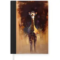MuchoWow Notitieboek - Schrijfboek - Giraf - Bruin - Abstract - Geschilderd - Notitieboekje klein - A5 formaat - Schrijfblok