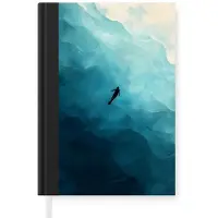 MuchoWow Notitieboek - Schrijfboek - Zee - Silhouet - Abstract - Blauw - Notitieboekje klein - A5 formaat - Schrijfblok