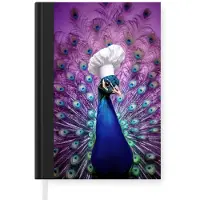 MuchoWow Notitieboek - Schrijfboek - Pauw - Koksmuts - Cool - Paars - Notitieboekje klein - A5 formaat - Schrijfblok