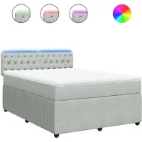 vidaXL Boxspring met matras fluweel lichtgrijs 140x190 cm