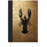 MuchoWow Notitieboek - Schrijfboek - Kreeft - Zwart - Goud - Luxe - Notitieboekje klein - A5 formaat - Schrijfblok