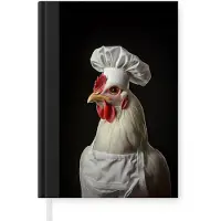 MuchoWow Notitieboek - Schrijfboek - Kok - Rood - Kip - Notitieboekje klein - A5 formaat - Schrijfblok