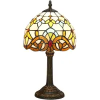 Yuna Glazen Tiffany Tafellamp - Vintage Lamp - Glas in lood - Victoriaanse Tulpenpatroon - Bureaulamp van glas - Vintage Tiffany Lamp
