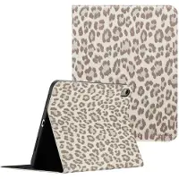 Selencia Sabi Bookcase met panterprint voor de Apple iPad 11 (2025) 11 inch A16 / iPad 10 (2022) 10.9 inch - Soft Ivory