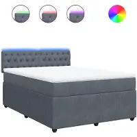 vidaXL Boxspring met matras fluweel donkergrijs 140x190 cm
