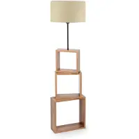 Opviq - Houten Vloerlamp - MDF/Hout - Crème