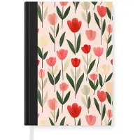 MuchoWow Notitieboek - Schrijfboek - Tulpen - Modern - Roze - Notitieboekje klein - A5 formaat - Schrijfblok
