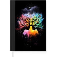 MuchoWow Notitieboek - Schrijfboek - Gezichten - Silhouetten - Kleurrijk - Takken - Notitieboekje klein - A5 formaat - Schrijfblok