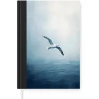 MuchoWow Notitieboek - Schrijfboek - Meeuw - Wit - Zee - Mistig - Notitieboekje klein - A5 formaat - Schrijfblok