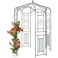 Relaxdays rozenboog - paviljoen - rozenpaviljoen - metaal - rankhulp - decoratie - tuin - groen