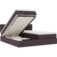 vidaXL Ottoman bed met matrassen en LED's 180x200cm stof donkerbruin