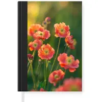 MuchoWow Notitieboek - Schrijfboek - Bloemenveld - Zonnestralen - Oranje - Notitieboekje klein - A5 formaat - Schrijfblok
