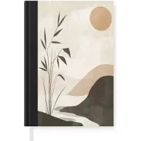 MuchoWow Notitieboek - Schrijfboek - Japandi - Landschap - Beige - Notitieboekje klein - A5 formaat - Schrijfblok