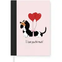 MuchoWow Notitieboek - Schrijfboek - Hond - Teckel - Valentijn - Love - Notitieboekje klein - A5 formaat - Schrijfblok