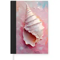 MuchoWow Notitieboek - Schrijfboek - Schelp - Pastel - Pink - Notitieboekje klein - A5 formaat - Schrijfblok