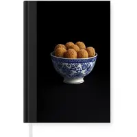 MuchoWow Notitieboek - Schrijfboek - Delfts blauw - Bitterballen - Holland - Schaal - Notitieboekje klein - A5 formaat - Schrijfblok
