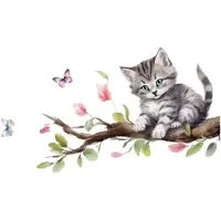 Universeel 1Pc Aquarel Cartoon Leuke Kat op Boomtak Muurstickers voor Kinderkamer Decoratie Muurstickers Slaapkamer Decoratie Home Decor