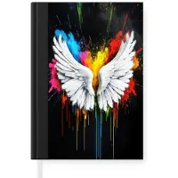 MuchoWow Notitieboek - Schrijfboek - Vleugels - Verfspatten - Kleurrijk - Notitieboekje klein - A5 formaat - Schrijfblok