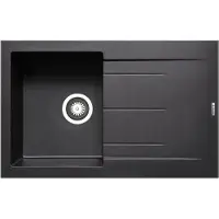 Pyramis Spoelbak ALAZIA 79x50 in CARBON met excenterbediening / Granieten spoelbak / Stenen spoelbak / Uitsparing: 770 x 480 mm