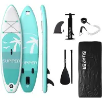 SUPPER Sup Board - Max. 120KG - Opblaasbaar – Paddle Board – Pomp – Vin – Leash – Draagtas – 285 x 76 cm - Turqoise