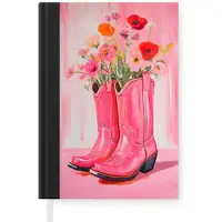 MuchoWow Notitieboek - Schrijfboek - Roze - Bloemen - Cowboy - Notitieboekje klein - A5 formaat - Schrijfblok