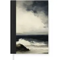 MuchoWow Notitieboek - Schrijfboek - Zee - Rotsen - Storm - Notitieboekje klein - A5 formaat - Schrijfblok
