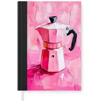 MuchoWow Notitieboek - Schrijfboek - Roze - Verf - Coffee - Notitieboekje klein - A5 formaat - Schrijfblok