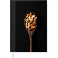 MuchoWow Notitieboek - Schrijfboek - Hout - Noten - Zwart - Notitieboekje klein - A5 formaat - Schrijfblok