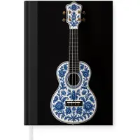 MuchoWow Notitieboek - Schrijfboek - Ukelele - Delfts - Blauw - Muziek - Notitieboekje klein - A5 formaat - Schrijfblok