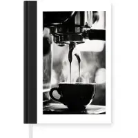 MuchoWow Notitieboek - Schrijfboek - Coffee - Espresso - Koffiemachine - Kop - Notitieboekje klein - A5 formaat - Schrijfblok