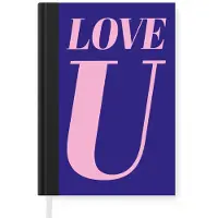 MuchoWow Notitieboek - Schrijfboek - Love - Blauw - Valentijn - Notitieboekje klein - A5 formaat - Schrijfblok