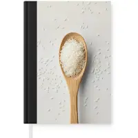 MuchoWow Notitieboek - Schrijfboek - Hout - Lepel - Rijst - Notitieboekje klein - A5 formaat - Schrijfblok