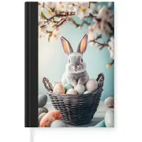 MuchoWow Notitieboek - Schrijfboek - Konijn - Eieren - Mand - Notitieboekje klein - A5 formaat - Schrijfblok