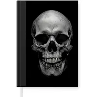 MuchoWow Notitieboek - Schrijfboek - Schedel - Zwart - Doodshoofd - Wit - Notitieboekje klein - A5 formaat - Schrijfblok