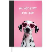 MuchoWow Notitieboek - Schrijfboek - Hartjes - Hond - Valentijn - Roze - Notitieboekje klein - A5 formaat - Schrijfblok
