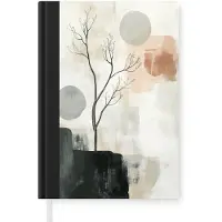 MuchoWow Notitieboek - Schrijfboek - Wabi sabi - Beige - Plant - Notitieboekje klein - A5 formaat - Schrijfblok