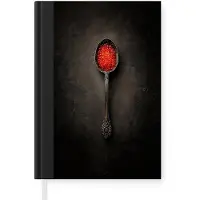 MuchoWow Notitieboek - Schrijfboek - Zwart - Lepel - Caviar - Notitieboekje klein - A5 formaat - Schrijfblok